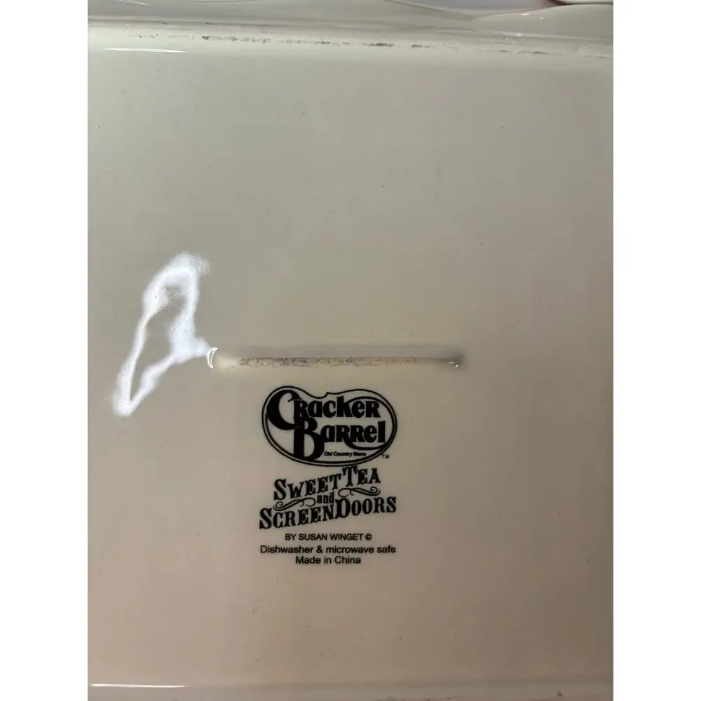 Set of 3 Cracker Barrel Sweet Tea and Screen Doors Square Plates 8
